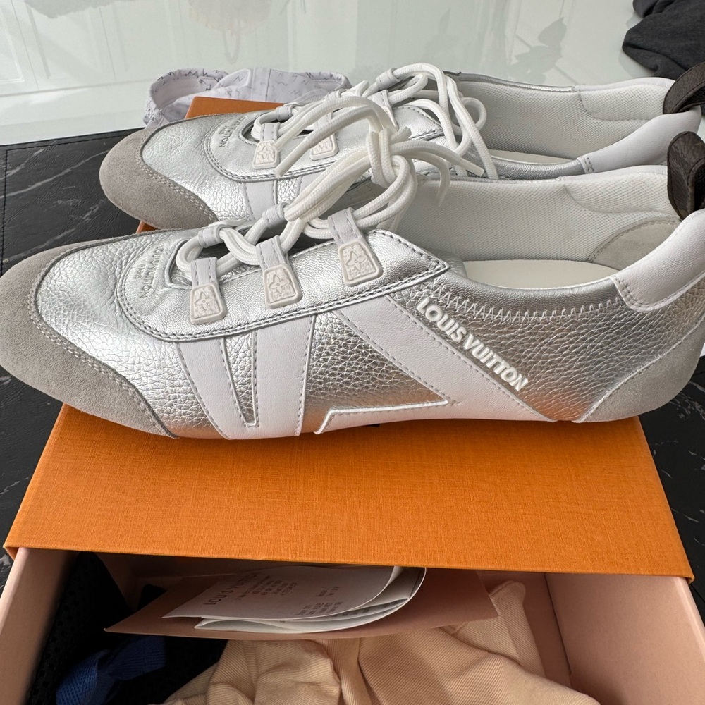 Louis Vuitton Silver and White Sneakers - Picture 10 of 10